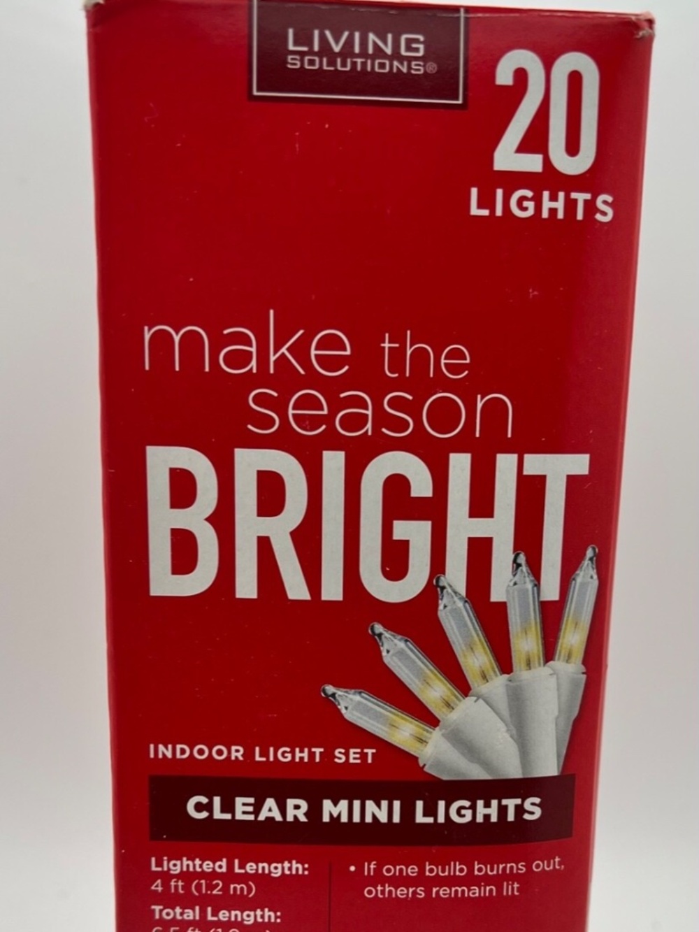 Living Solutions 20 Clear w/ White Wire Mini Lights Indoor Light set 4ft